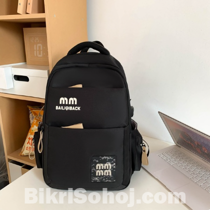 Simple Casual Backpack (Black) – টেকসই ডেইলি ইউজ ব্যাগ